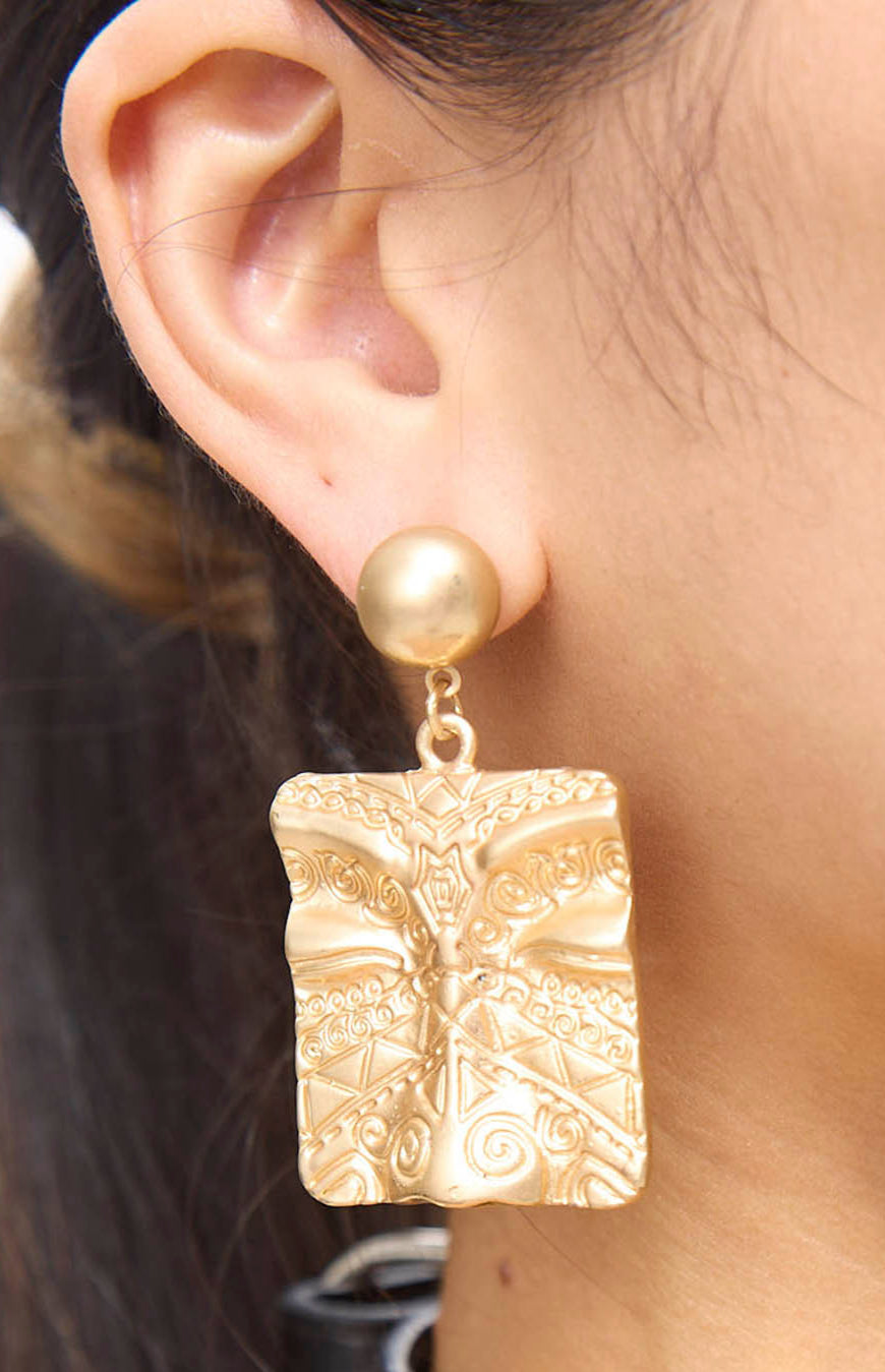 Archi Square Golden Earrings