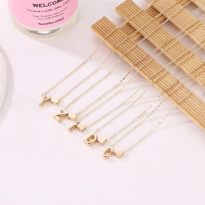 Willow Tiny Heart Dainty Initial Necklace