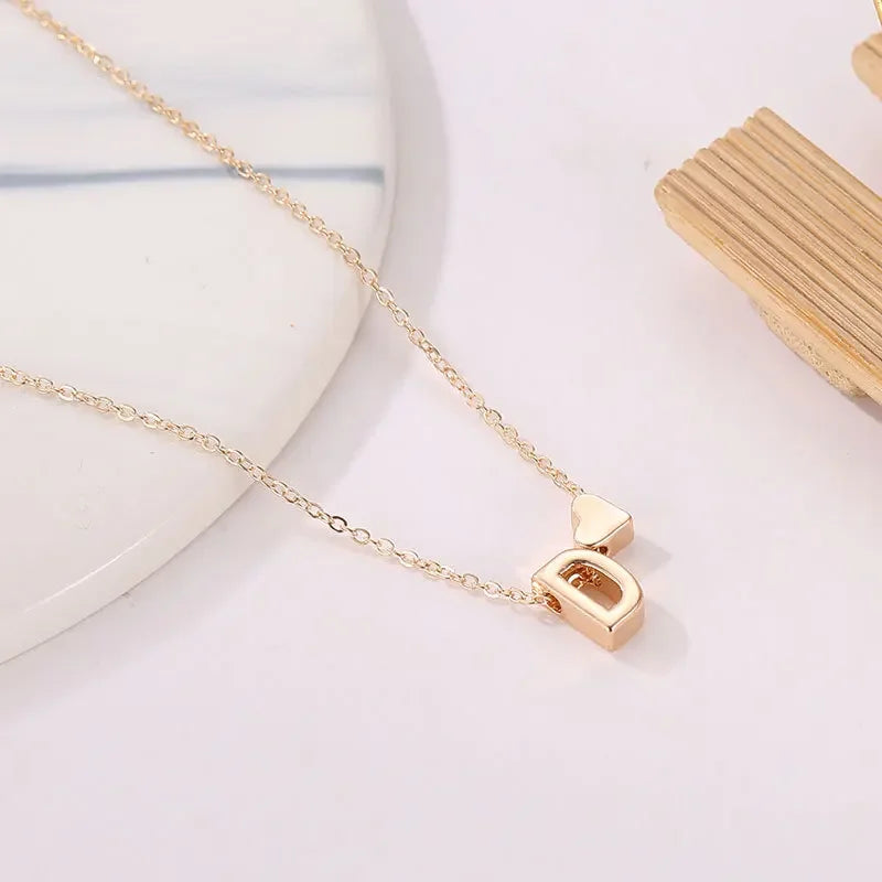 Willow Tiny Heart Dainty Initial Necklace