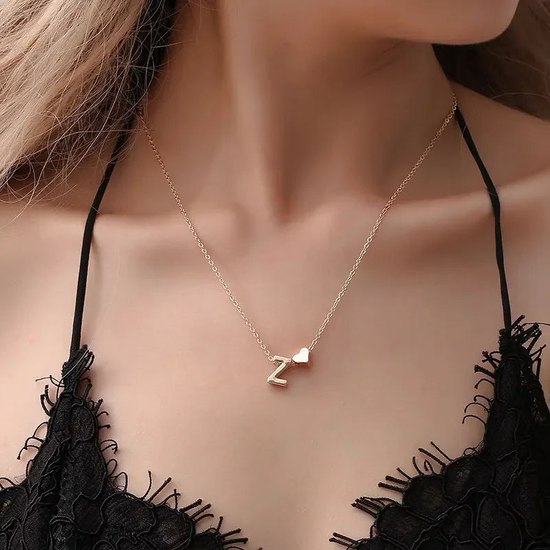 Willow Tiny Heart Dainty Initial Necklace