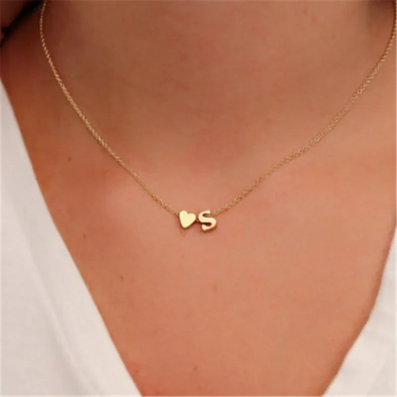 Willow Tiny Heart Dainty Initial Necklace
