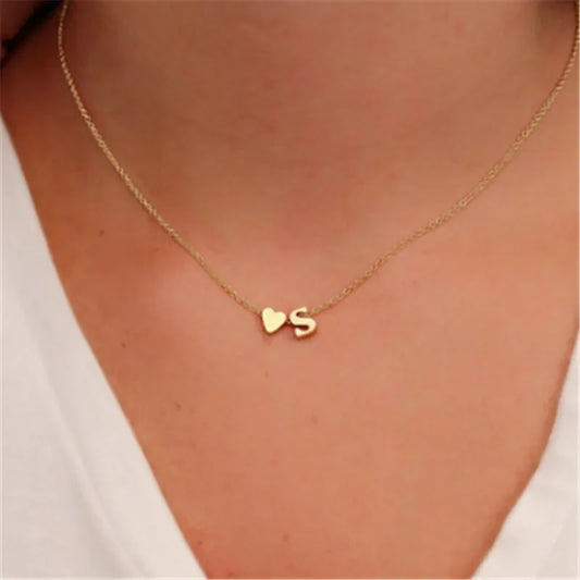 Willow Tiny Heart Dainty Initial Necklace
